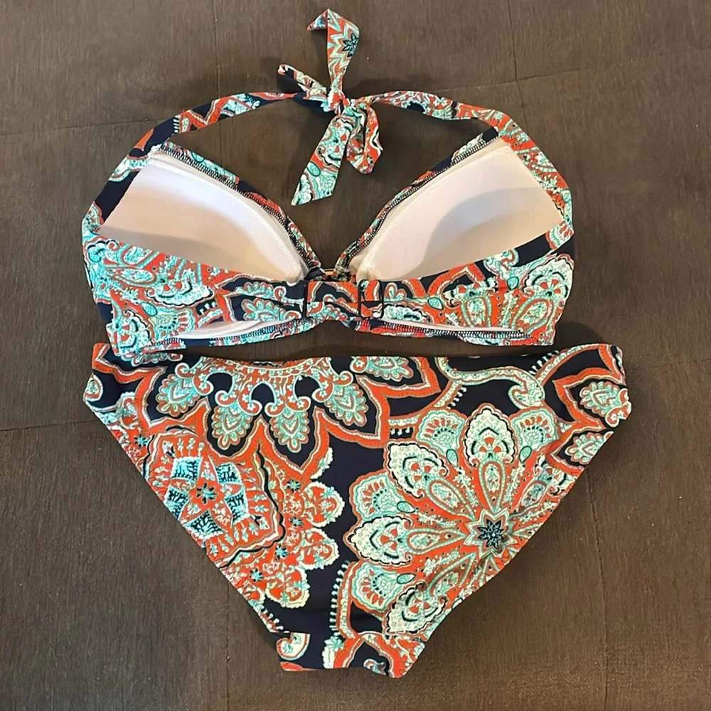LANDS’ END SIZE 8 Paisley Two Piece Swimsuit - Picture 4 of 7